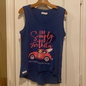 Simply Southern Graphic Navy Muscle Tank Top Size Small NWOT